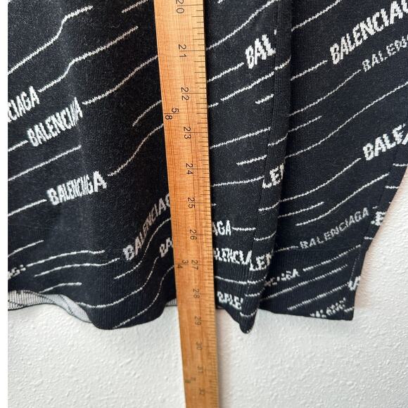 NWT Balenciaga Logo Intarsia Wool-Blend Sweater Black Men's XL - Picture 14 of 15